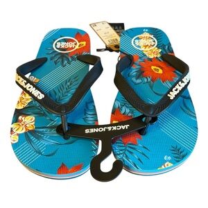 Men’s Jack & Jones tropic flip flops. “Scuba Blue”. Size 7/8. New!